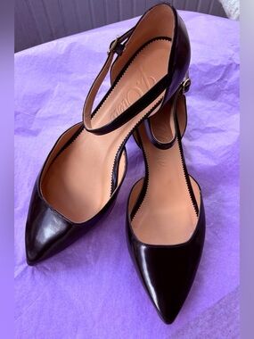 J. Crew Black Pointed-Toe Ankle-Strap flats